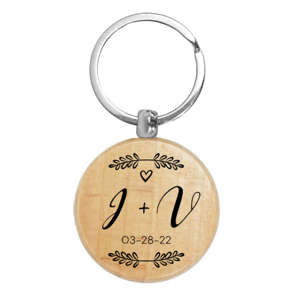 Couple Initials Wooden Keychain Wedding Favor Thumbnail