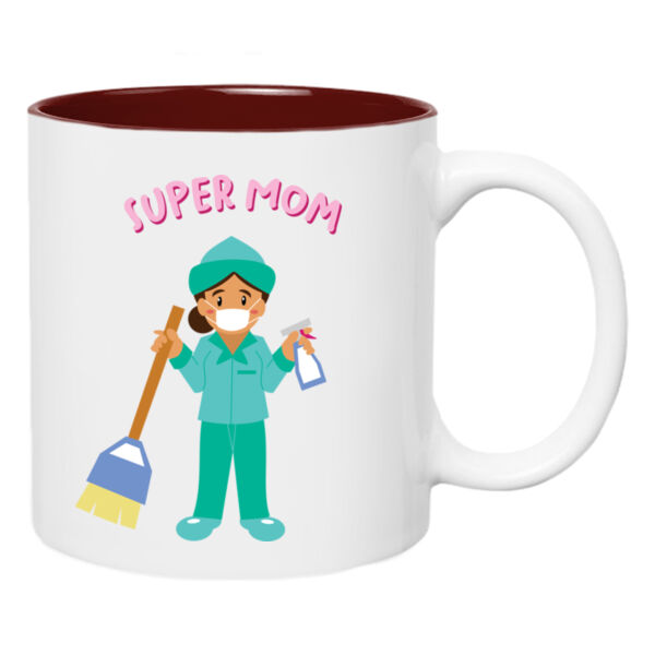 Super Mom Sanitation Inner Colored Mug Full Body (Light) Thumbnail