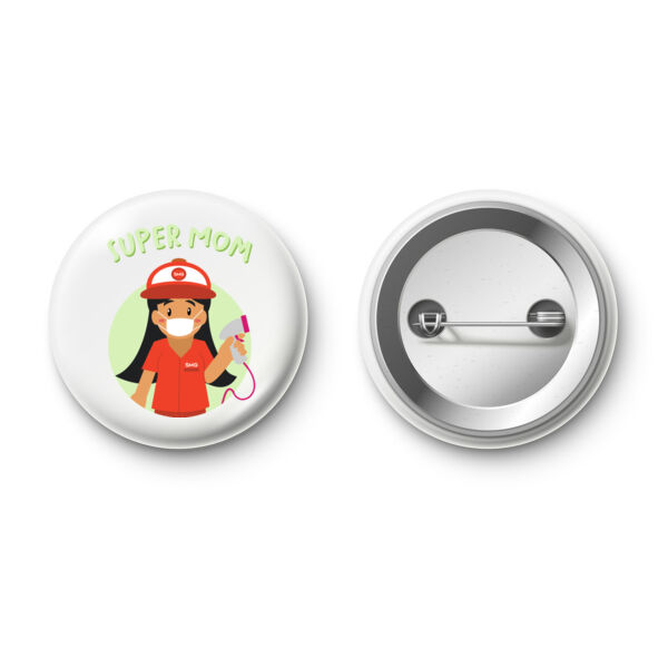 Super Mom Grocery Button Pin Half Body (Light) Thumbnail